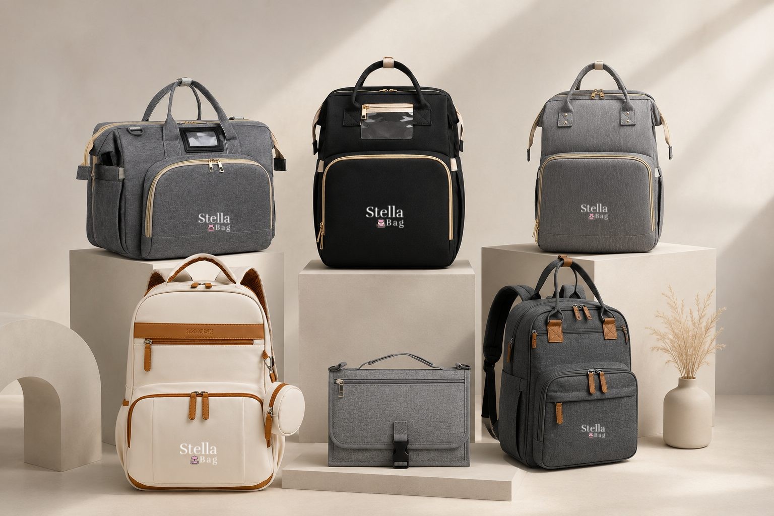 Stella Bag Kollektion – Wickelrucksäcke und Taschen in mehreren Farben