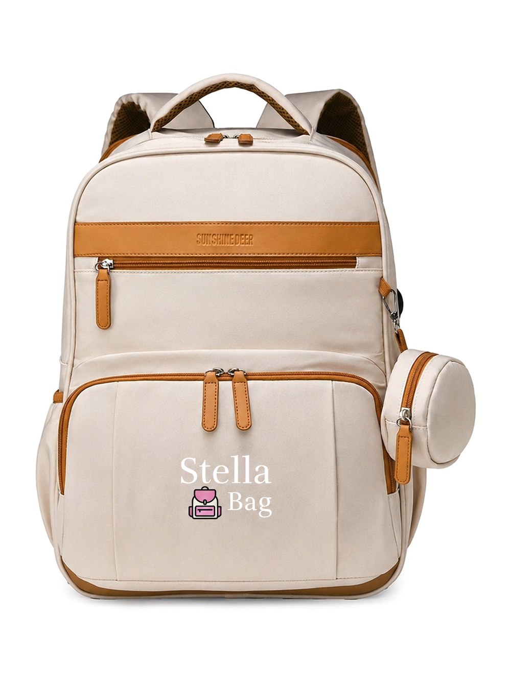 Stella Bag Elegance in Creme mit Cognac-Details und Stella Bag Logo